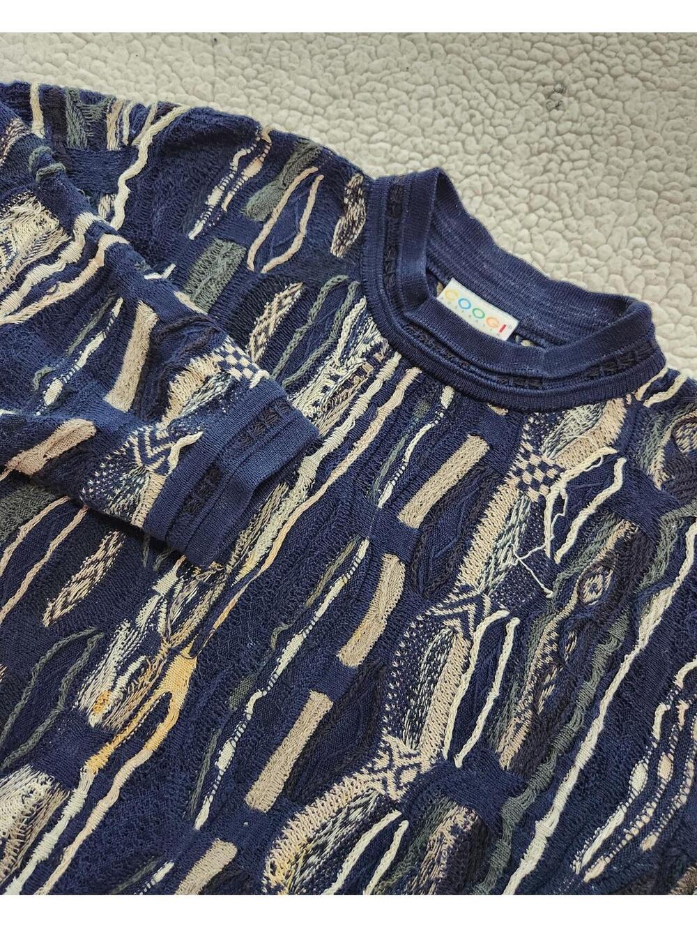 Vintage Authentic COOGI Australian Sweater 3D 100% Cotton Knit Multicolor Sz 7K